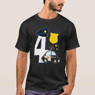 Police 4 Years Old Cute Police Car  4th Birthday T-Shirt