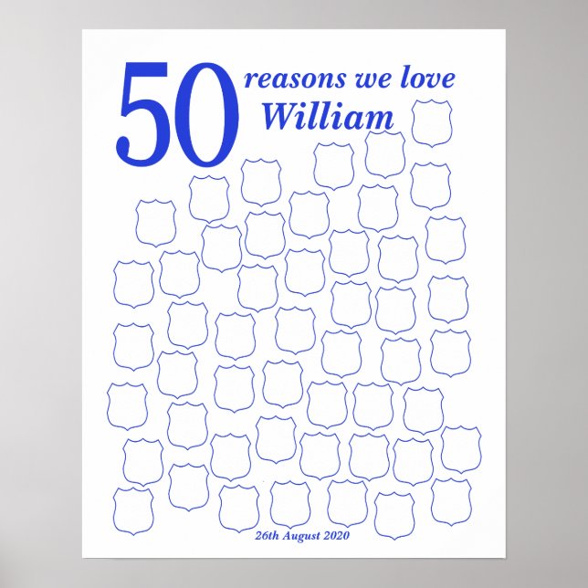 Police 50th Birthday Guest Book Poster (Front)