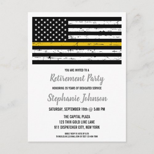 Police 911 Dispatcher Retirement Thin Gold Line An