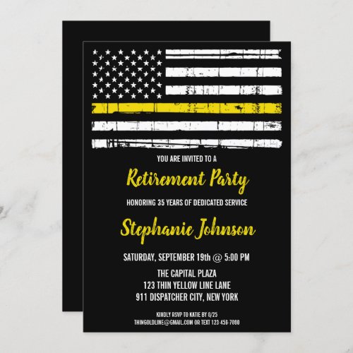 Police 911 Dispatcher Retirement Thin Yellow Line Invitation