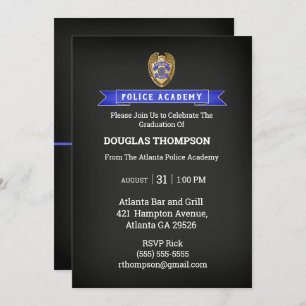 Police Academy Graduate Chalkboard Invitation