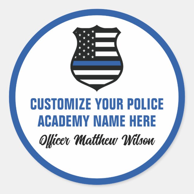 Police Academy Graduate Personalized Graduation Classic Round Sticker (Front)