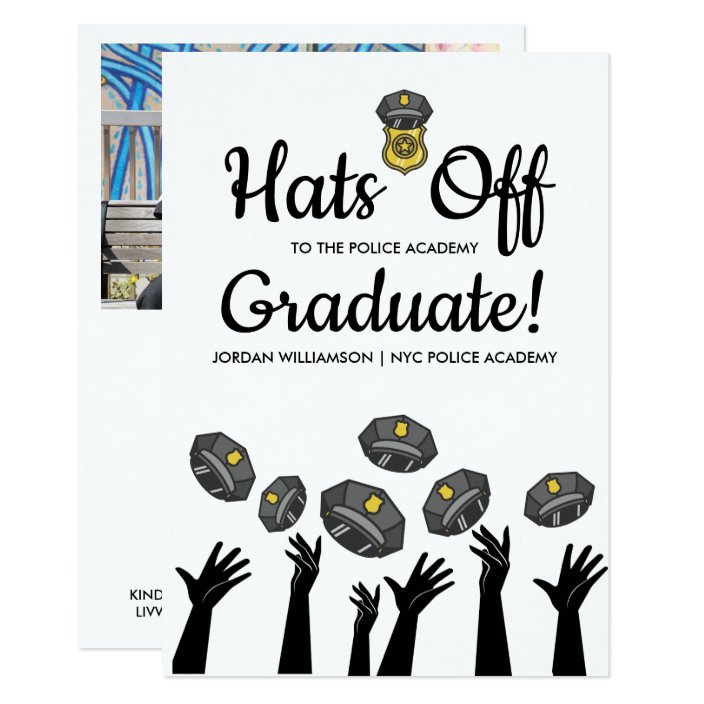 Police Academy Graduate Photo Graduation Party Invitation