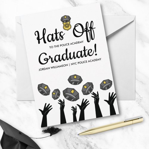 Police Academy Graduate Photo Graduation Party Invitation