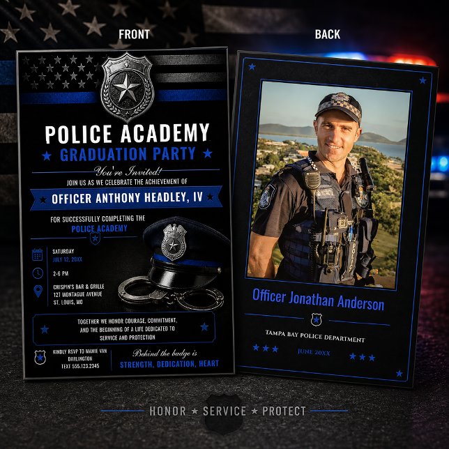 Police Academy Graduate Thin Blue Line |  Invitation (Creator Uploaded)