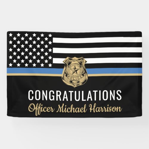 Police Academy Graduation Blue Line Congratulation Banner