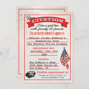 Police Academy Graduation Citation Invitation
