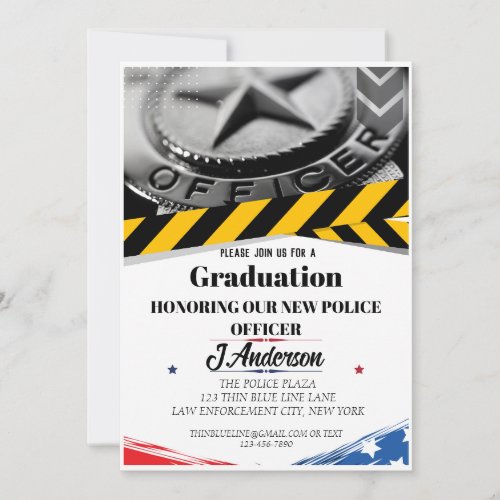 Police Academy Graduation InvitationWith USA Flag Invitation