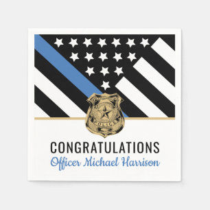 Police Academy Graduation Law Enforcement Flag Napkins