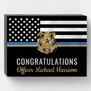 Police Academy Graduation Law Enforcement Flag Wooden Box Sign