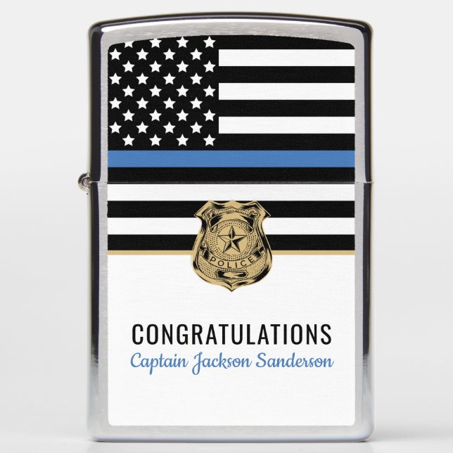 Police Academy Graduation Law Enforcement Flag Zippo Lighter (Front)