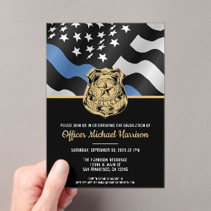 Police Academy Graduation Law Enforcement Officer Acrylic Invitations
