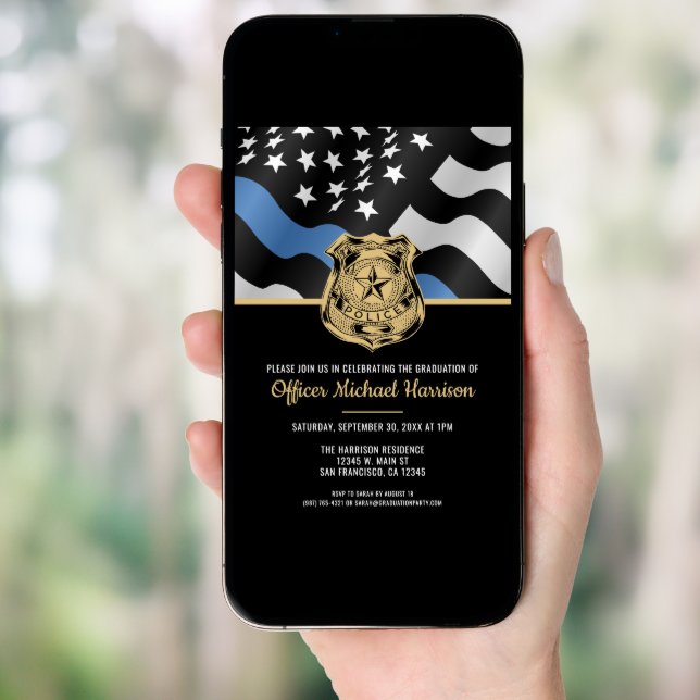Police Academy Graduation Law Enforcement Officer Invitation (Front Digital)