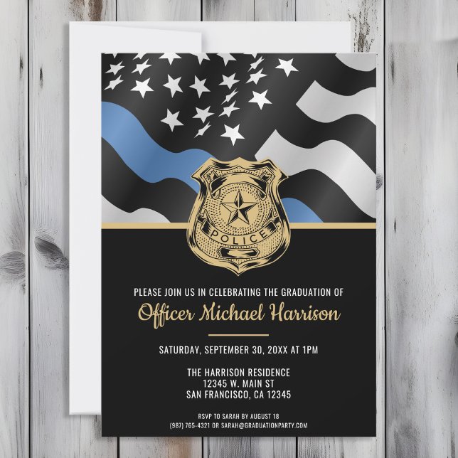 Police Academy Graduation Law Enforcement Officer Invitation (Perfect invitation to invite guests to celebrate the new police academy graduate in law enforcement!)