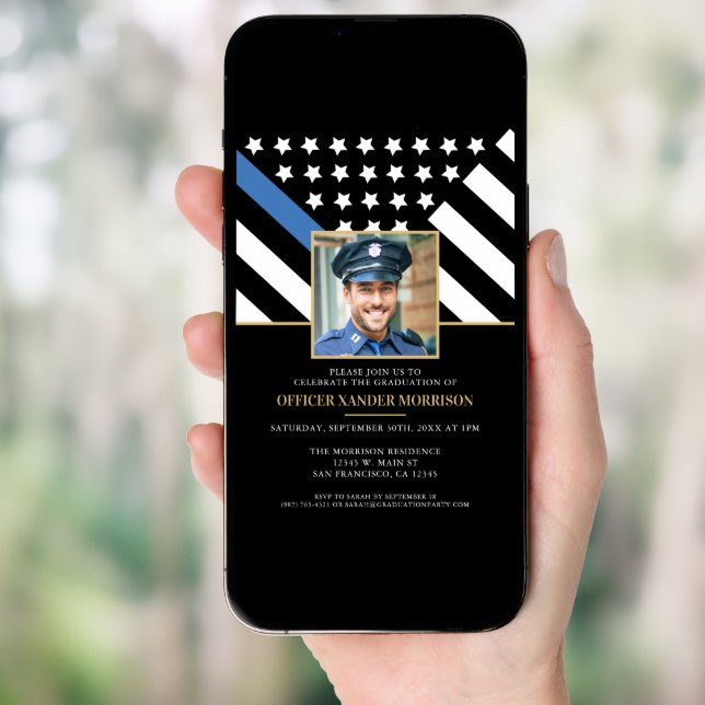 Police Academy Graduation Law Enforcement Photo Invitation (Front Digital)