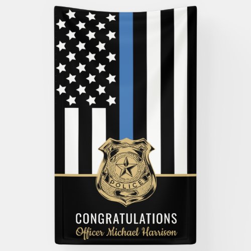 Police Academy Graduation Officer Blue Line Flag Banner