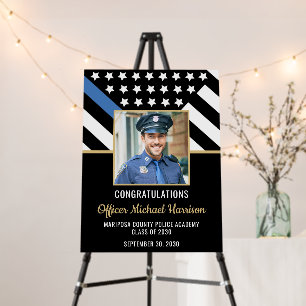 Police Academy Graduation Party Blue Line Photo Foam Board