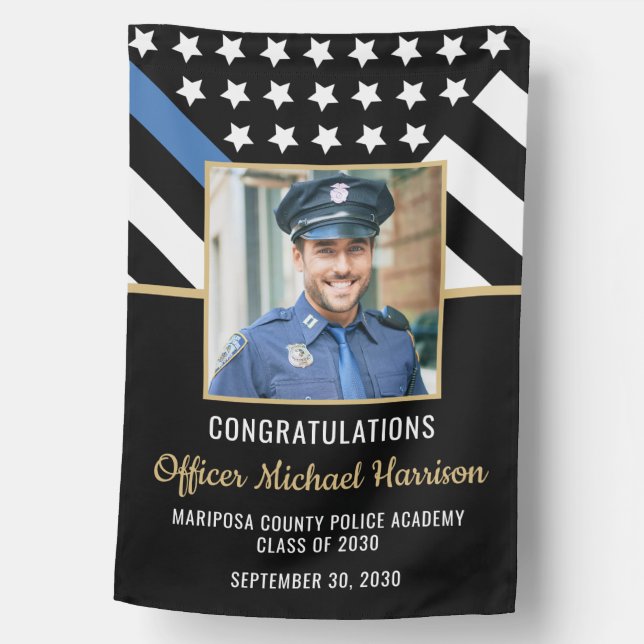 Police Academy Graduation Party Flag Photo (Front)