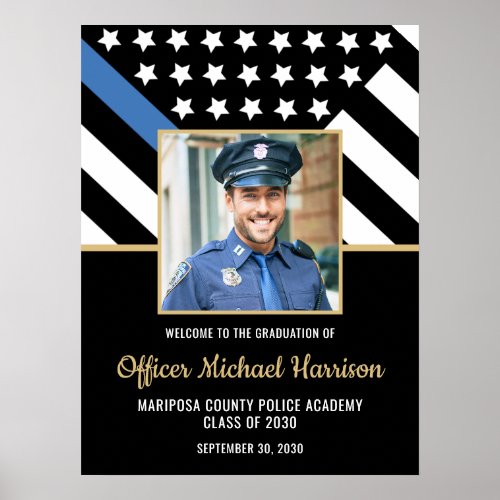 Police Academy Graduation Party Flag Photo Welcome Poster