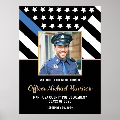Police Academy Graduation Party Flag Photo Welcome