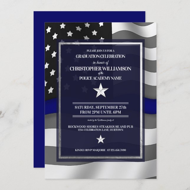 Police Academy Graduation Party Invitation (Front/Back)