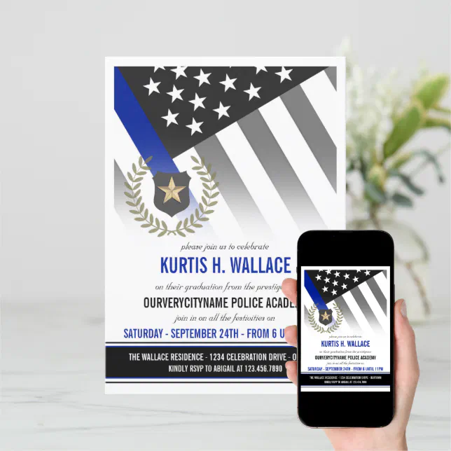 Police Academy Graduation Party Invitation Zazzle 7050