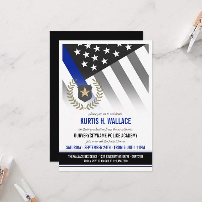 Police Academy Graduation Party Invitation (Front/Back In Situ)