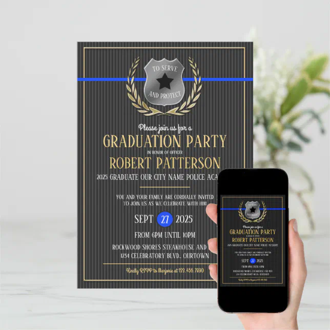 Police Academy Graduation Party Invitations Zazzle 0888