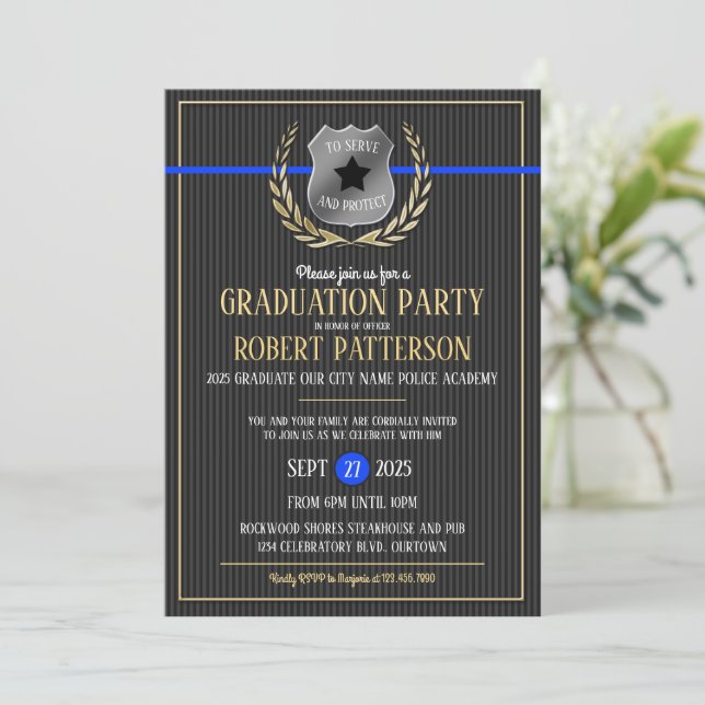 Police Academy Graduation Party Invitations (Standing Front)