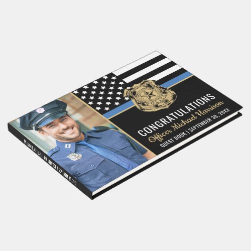 Police Academy Graduation Party Photo Blue Line  Guest Book