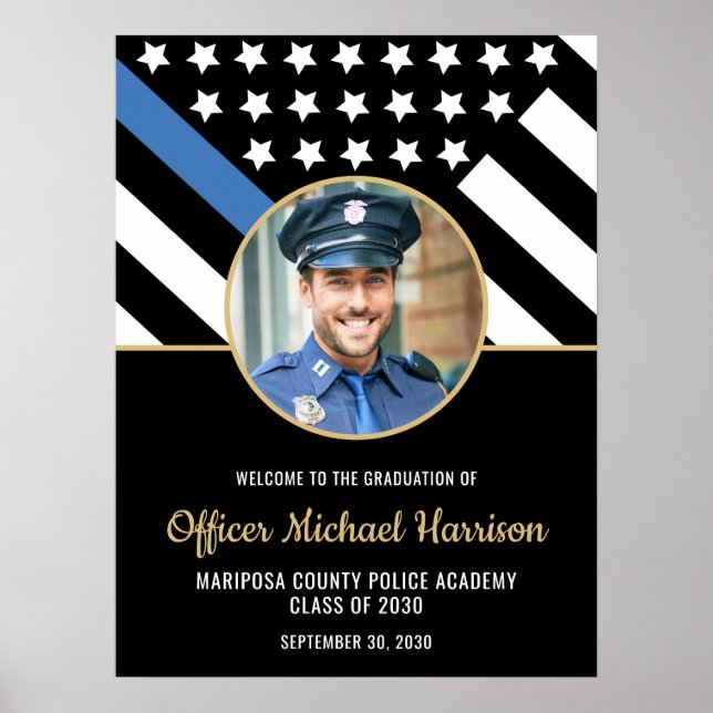 Police Academy Graduation Party Photo Welcome Poster (Front)