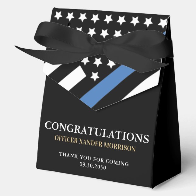 Police Academy Graduation Party Thin Blue Line Favor Boxes (Front)