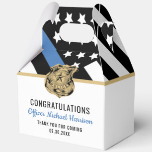 Police Academy Graduation Thin Blue Line Flag Favor Boxes