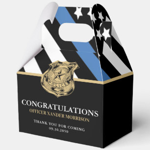 Police Academy Graduation Thin Blue Line Flag Favor Boxes