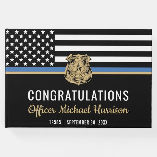 Police Academy Graduation Thin Blue Line Flag Guest Book