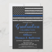  Police Academy Graduation Thin Blue Line Officer  Invitation (Front)