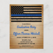 Police Academy Graduation Thin Blue Line Party Ann Announcement Postcard (Front)