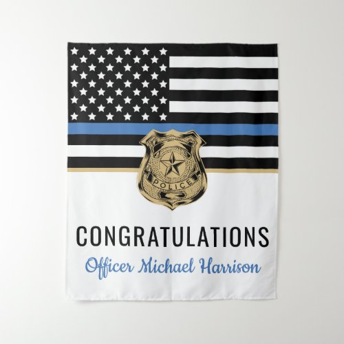 Police Academy Graduation Thin Blue Line Party Tapestry