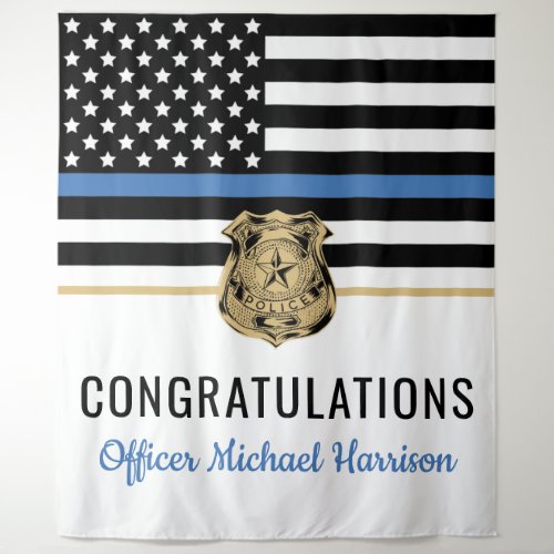 Police Academy Graduation Thin Blue Line Party Tapestry