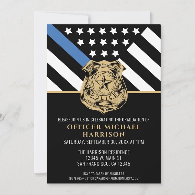 Police Academy Law Enforcement Graduation Party Invitation (Front)