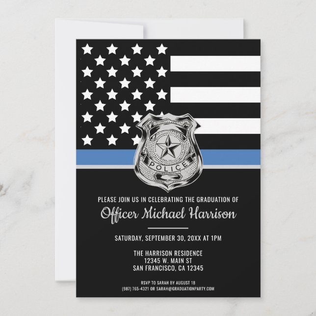 Police Academy Law Enforcement Graduation Party Invitation (Front)