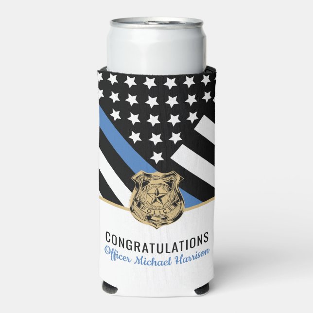 Police Academy Law Enforcement Graduation Seltzer Can Cooler (Seltzer Front)