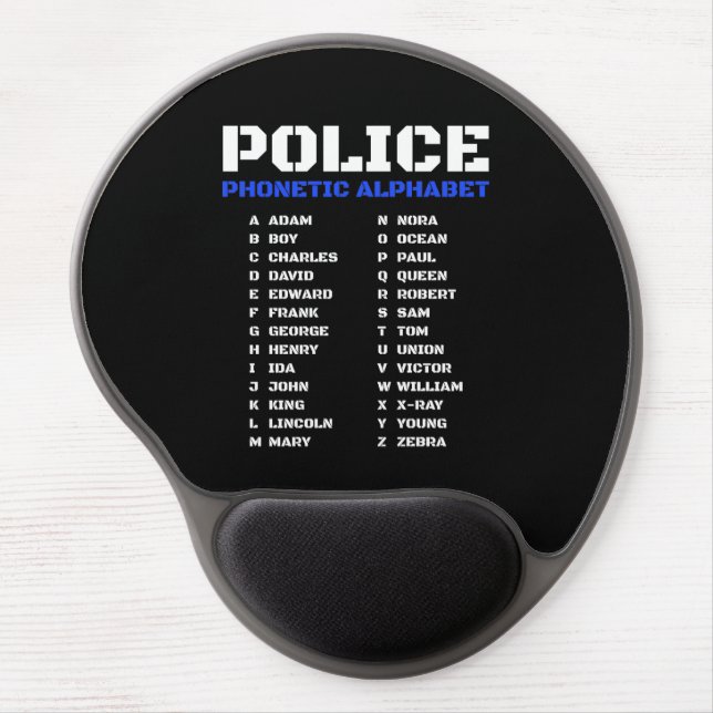 Police Academy Phonetic Alphabet Blue White Gel Mouse Pad (Front)