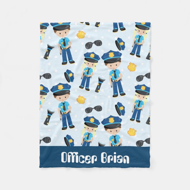 Police add name baby fun blanket (Front)