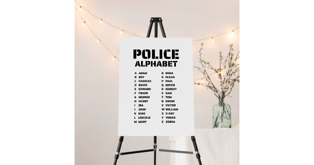 Police Alphabet Chart Code Reference Foam Board Zazzle