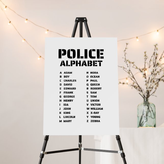 Police Alphabet Chart Phonetic Code Reference Foam Board (In Situ (Stand))