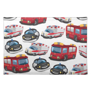Police, Ambulance and Fire Service transport Cloth Placemat