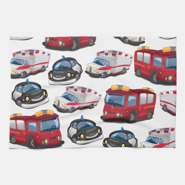 Police, Ambulance and Fire Service transport Kitchen Towel (Horizontal)