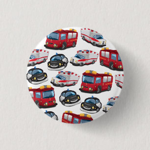 Police, Ambulance and Fire Service transport Pinback Button