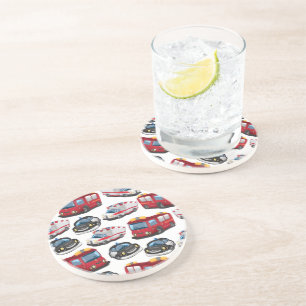 Police, Ambulance and Fire Service transport Sandstone Coaster